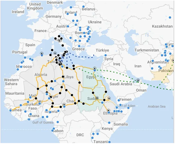 Migration route map